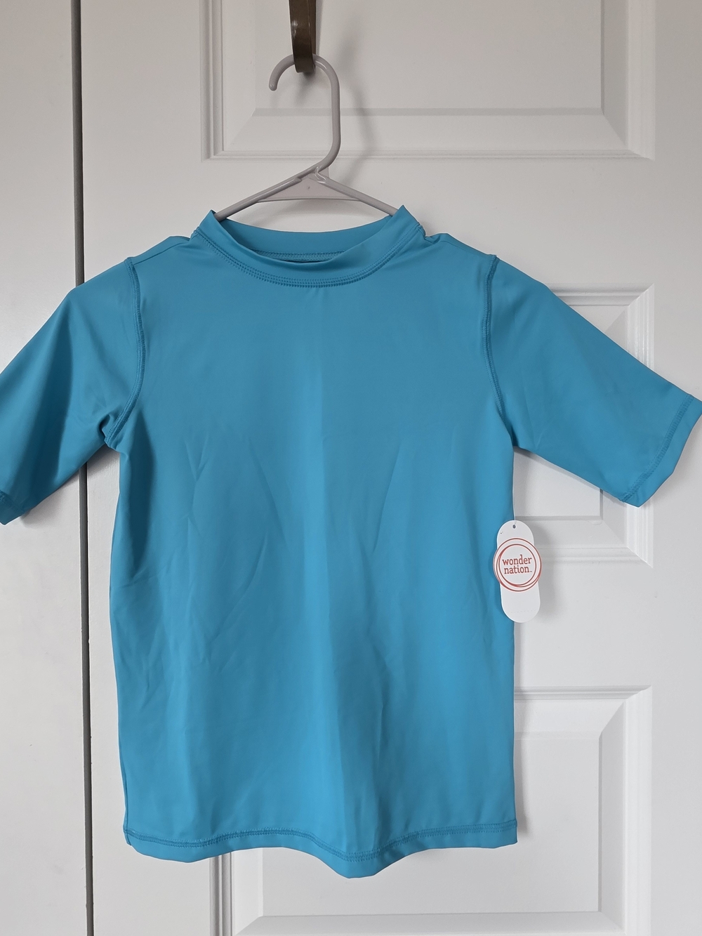 Wonder Nation Bright Turquoise Short Sleeve Rash Guard - Picture 6 of 7